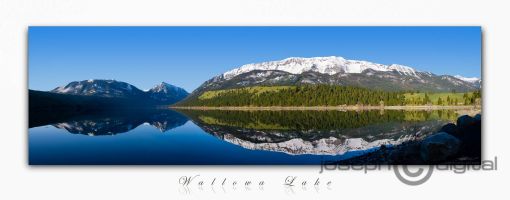 wallowa lake clear reflection panorama